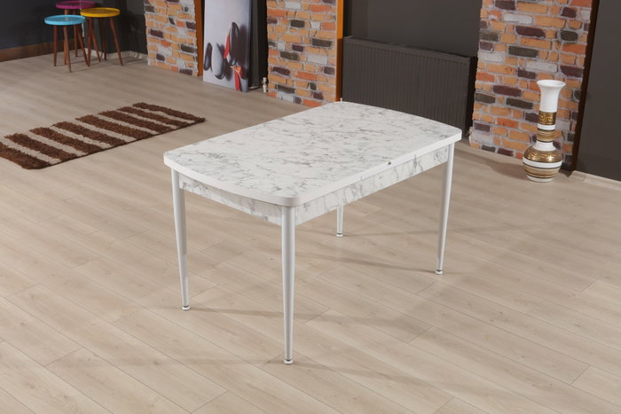Hanah Home Trend Carrara Mesa de Comedor Extensible Blanco y Gris Hanah Home Trend Carrara Mesa de Comedor Extensible Blanco y Gris